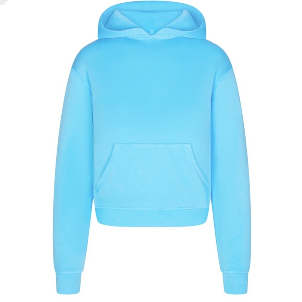 NEW NWT SKIMS French Terry Modal Cotton Blue turquoise cyan Hoodie size M
